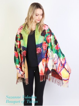 "Bouquet of Tulips" Oil Painting Scarf